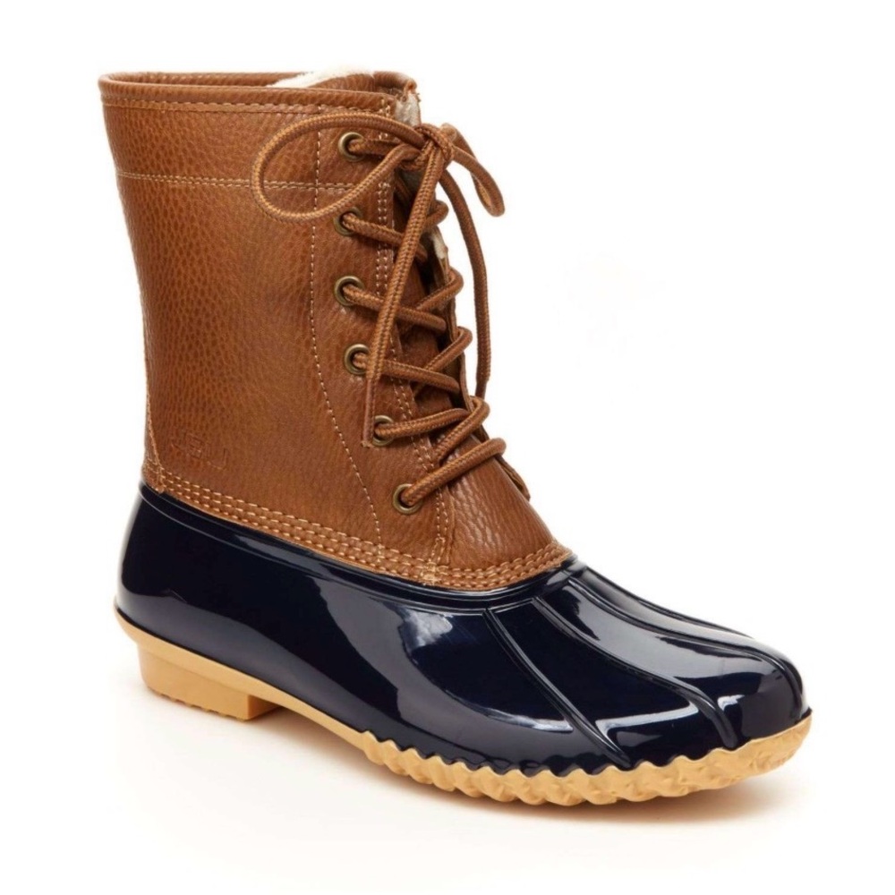 NWT! JBU Tan and Navy Waterproof Winter Boots. Women’s Size 6